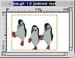 3 Dancing Penguins in Gimp